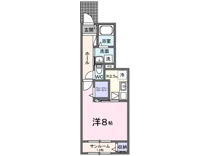 フォレストソレイユⅧ(1K/1階)の間取り写真