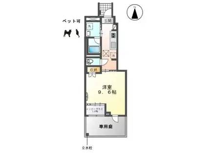 コンフォール門間B(1K/1階)の間取り写真