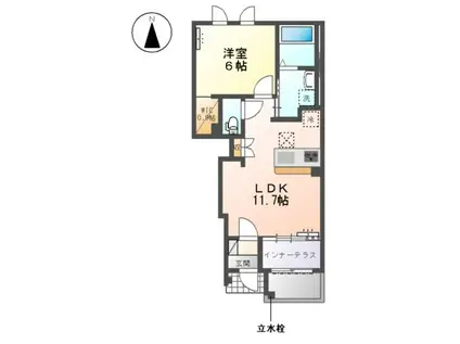コンフォール門間A(1LDK/1階)の間取り写真