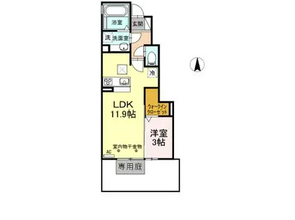 ルピナス(1LDK/1階)の間取り写真