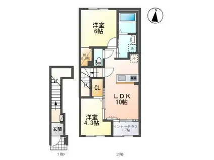 ブリスフォート(2LDK/2階)の間取り写真
