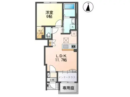 ブリスフォート(1LDK/1階)の間取り写真