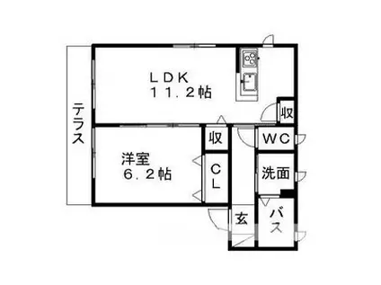 COZYPATIO S棟・N棟(1LDK/1階)の間取り写真