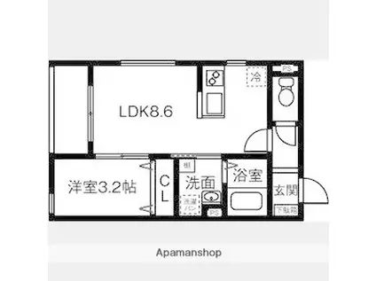 LA BLANCHE(1LDK/3階)の間取り写真