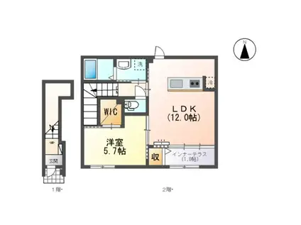 HOLLY (1LDK/2階)の間取り写真