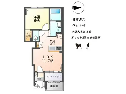 アルパインローズ C(1LDK/1階)の間取り写真