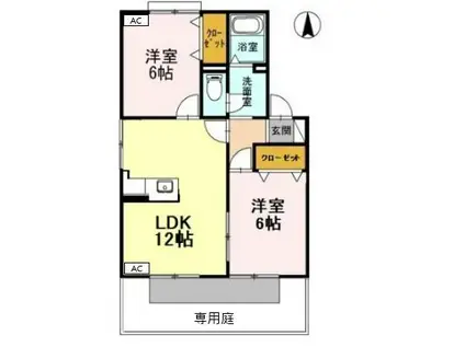 カムール高畑A(2LDK/1階)の間取り写真