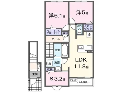 パフューミー(3LDK/2階)の間取り写真