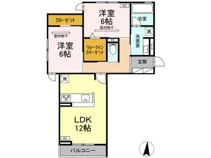 リバーステイツ(2LDK/3階)の間取り写真