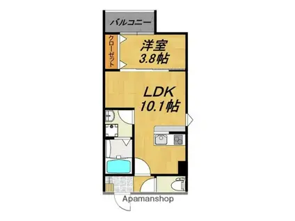 LECOCON一宮Ⅶ(1LDK/3階)の間取り写真