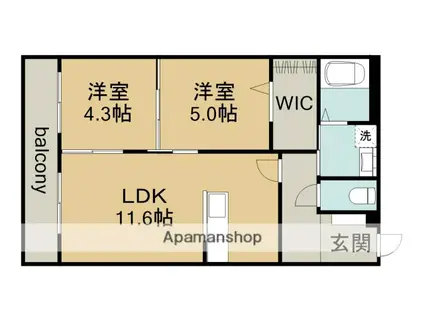 アーバンコート尾西(2LDK/3階)の間取り写真