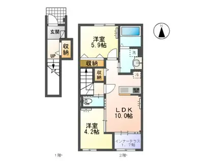 RICHESSE(2LDK/2階)の間取り写真
