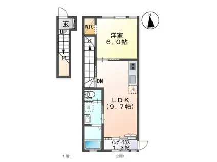 エスポア森本Ⅴ(1LDK/2階)の間取り写真