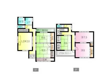 愛知県一宮市 2階建 築37年(5DK)の間取り写真