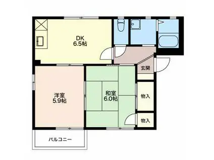 ソレイユ(2DK/2階)の間取り写真