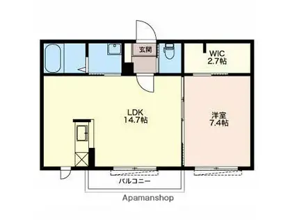 シャーメゾンココア(1LDK/1階)の間取り写真