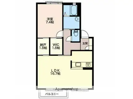 CASABRIGHT(1LDK/2階)の間取り写真