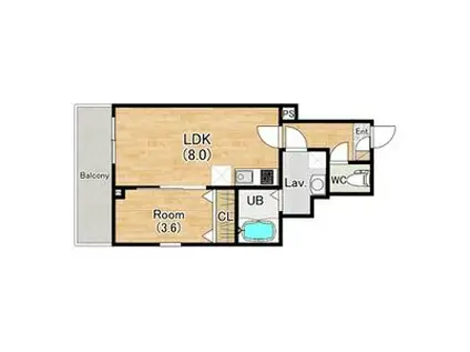 ジーメゾン一宮天王ルクセルク(1LDK/1階)の間取り写真