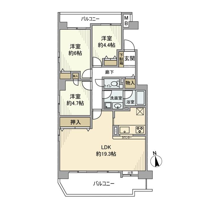 藤和シティコープ神山Ⅱ(3LDK/8階)の間取り写真
