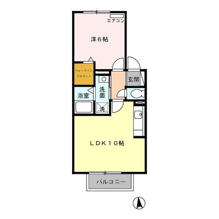 ラ・テール B(1LDK/1階)の間取り写真