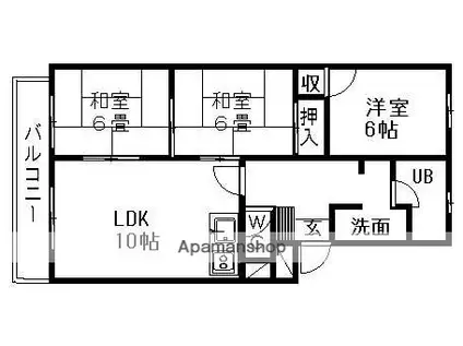 マンション忠徳(3LDK/2階)の間取り写真