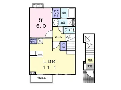 ウィステリア石刀Ⅰ(1LDK/2階)の間取り写真