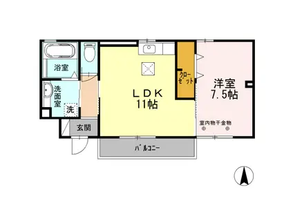 カーサノリタケ(1LDK/1階)の間取り写真