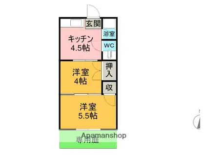 新神戸コーポ 東棟(2K/2階)の間取り写真