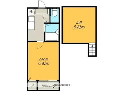 ドリーム510(1K/2階)の間取り写真