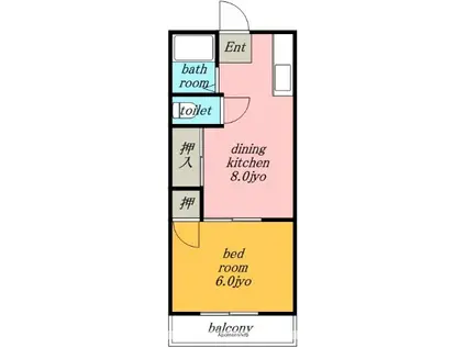 花菱荘(1LDK/2階)の間取り写真