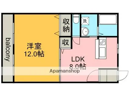 生駒マンション(1DK/2階)の間取り写真