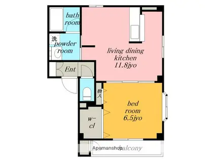 名古屋市名城線 志賀本通駅 徒歩2分 3階建 築20年(1LDK/1階)の間取り写真