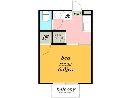 ジュネス鳩岡(1K/2階)の間取り写真