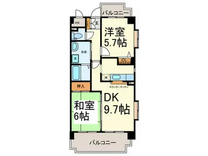 エクセレントみずの(2DK/2階)の間取り写真