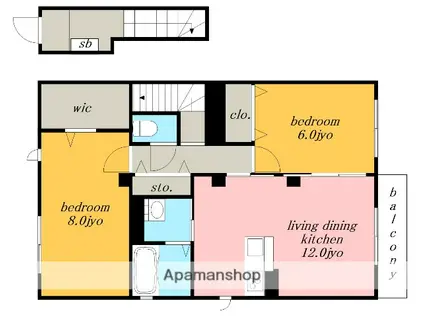 グレイス西味鋺(2LDK/2階)の間取り写真