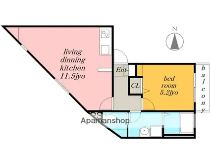 シダーピーク(1LDK/1階)の間取り写真