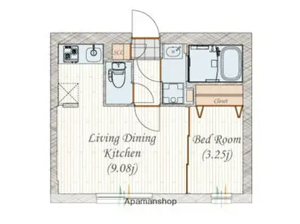 QUADOR 名古屋城駅(1LDK/3階)の間取り写真