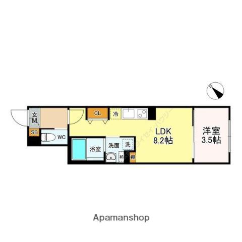 LUORE黒川イースト(1LDK/4階)の間取り写真