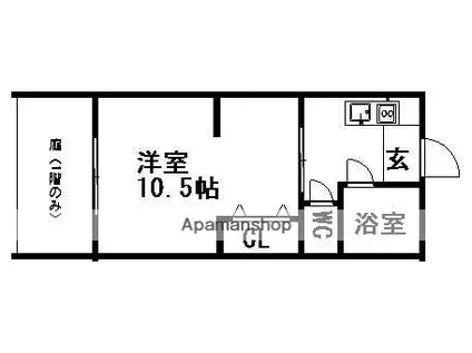 福徳ハイツ(1K/2階)の間取り写真
