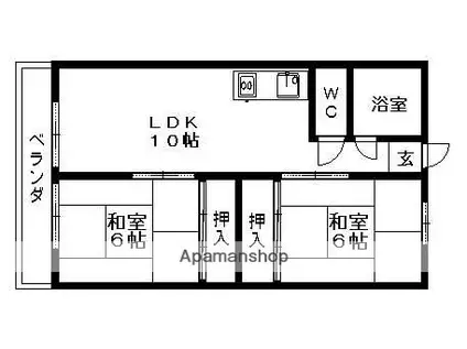 白龍ビル(2LDK/3階)の間取り写真