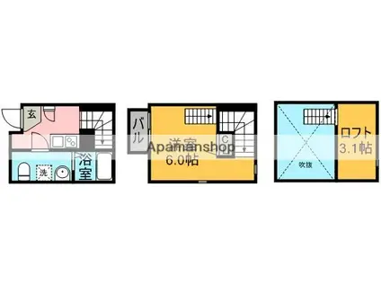 オーフォレスト(1K/1階)の間取り写真