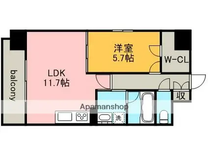 レジデンス悠海(1LDK/8階)の間取り写真