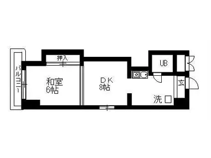 メゾンパール泉(1DK/6階)の間取り写真