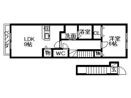 サンローレル(1LDK/2階)の間取り写真