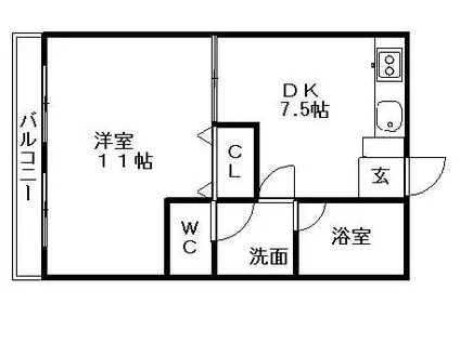 伊藤ビル徳川(1DK/3階)の間取り写真