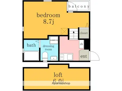 ノヴェル千代田(1K/1階)の間取り写真