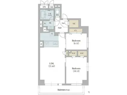 JMFレジデンス名駅南(2LDK/2階)の間取り写真