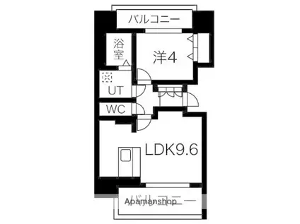 メイクス今池PRIME(1LDK/3階)の間取り写真