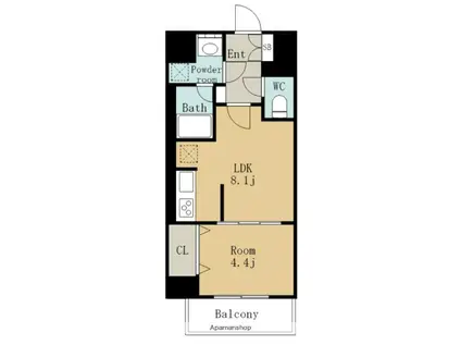 ロータス・ガーデン城南(1LDK/4階)の間取り写真
