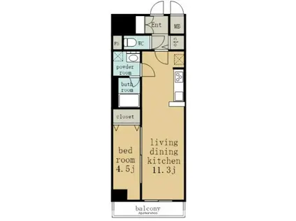 ファンファーレKOGANE(1LDK/6階)の間取り写真